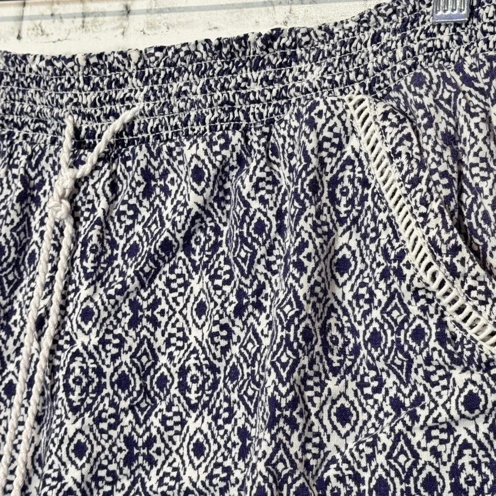 Briggs New York High Waist Blue and White‎ Shorts size XL women's linen blend